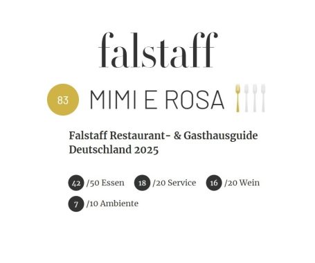 Auszeichnung von Falstaff für Mimi e Rosa Vino e Cucina, Italienisches Restaurant in Duisburg, Trattoria, Weinbar, Naturweinbar